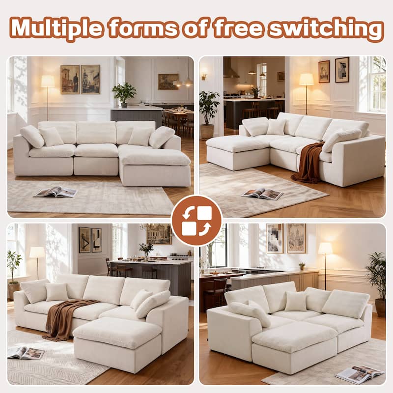 Modern L-Shaped Sectional Sofa with Chaise Lounge,Compressed Sectional Sofa Modern Minimalist Style Corduroy Couch