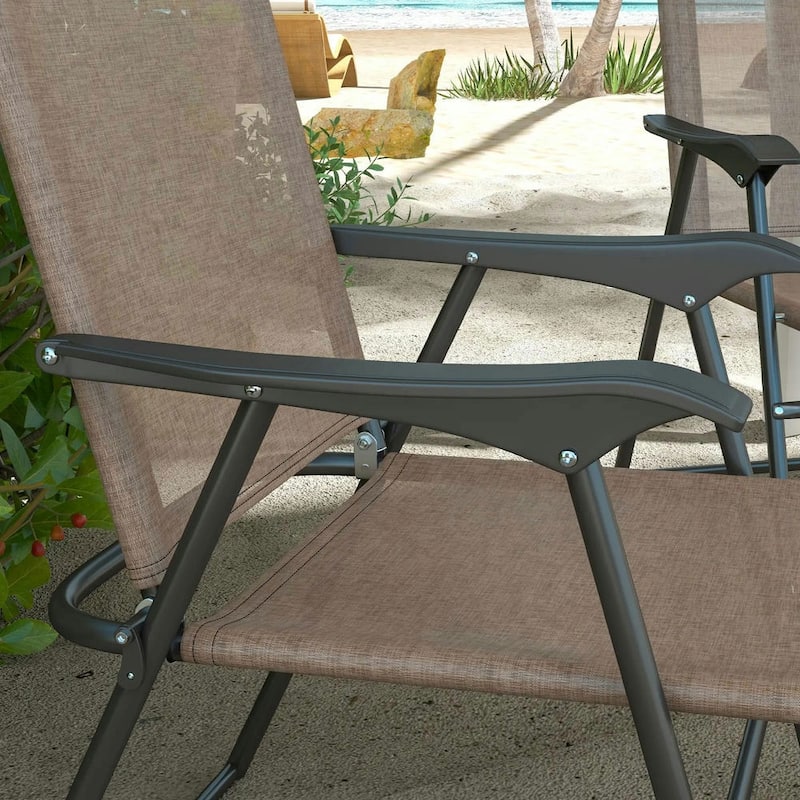 4-Piece Folding Camping Chair Set, Mesh Seats, Armrests for Lawn Patio