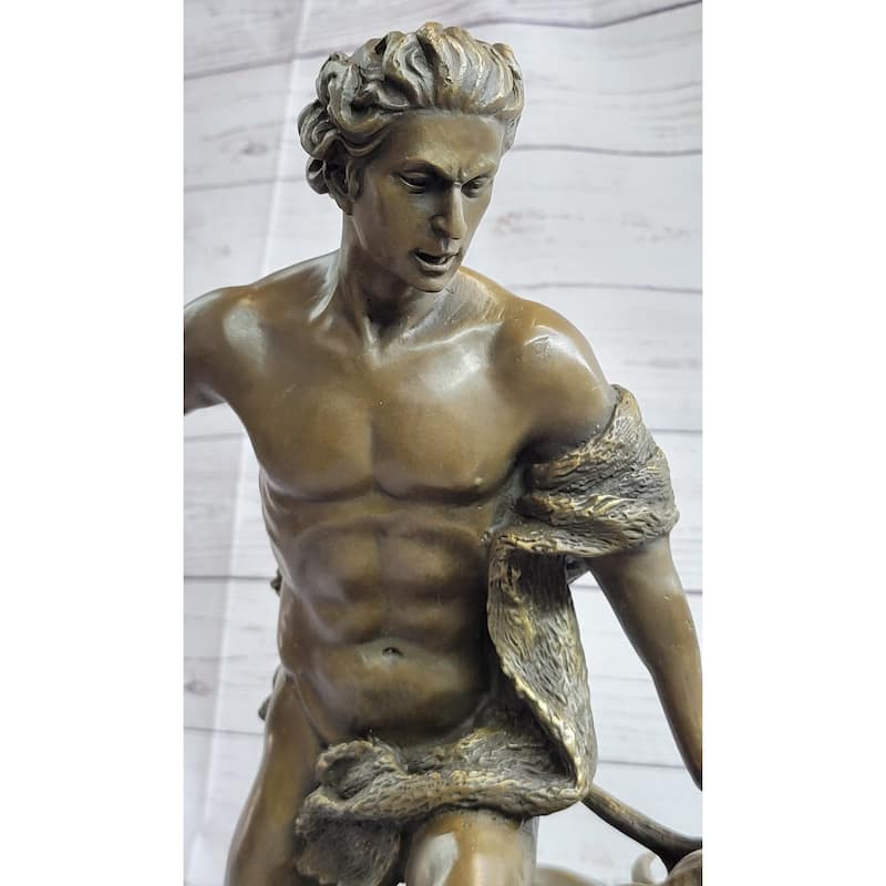 Herecles Hercules Ceryneian Hind Deer Greek Mythology Bronze Statue Sculpture 18 Inches X 17 Inches