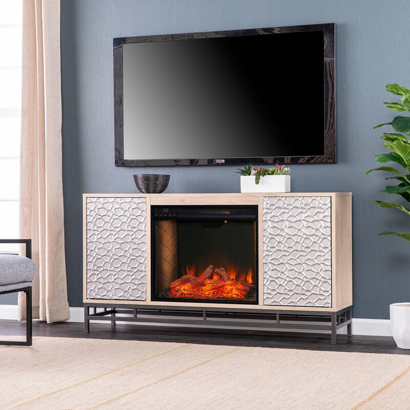 SEI Furniture Ausborne Electric Fireplace w/ Media Storage - Natural