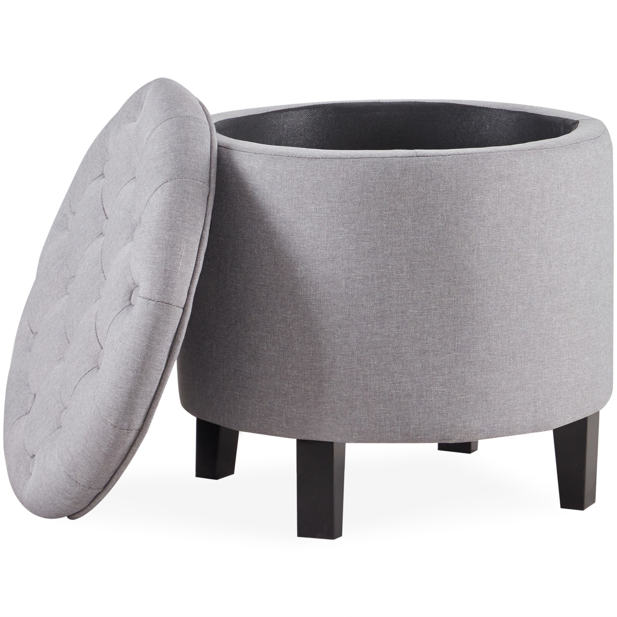 Accent Furniture Blue Belleze Nailhead Round Tufted Storage Ottoman Large Footrest Stool Coffee Table Lift Top Home Kitchen Smkbinaputracihampelas Sch Id Constructed using solid wood, plywood, metal, foam, polyester fiber batting. smk bina putra