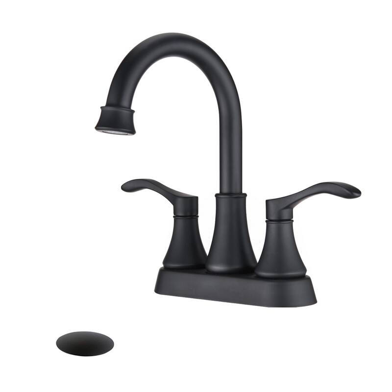 4 inches Centerset Bathroom Faucet 360° Swivel Spout, with Pop Up Drain - Brushed Gold - Matte Black