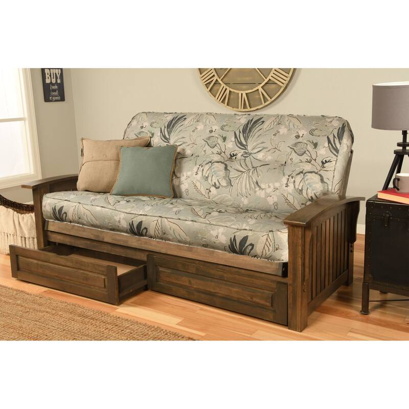 Somette Washington Full-size Futon Frame Includes Storage Drawers and Mattress