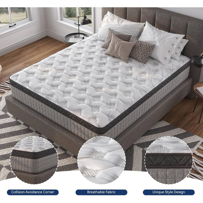 10"/12" inch Twin Diamond Innerspring Hybrid and Cooling Gel Memory Foam Mattress, Pressure Relief, and Motion Isolation