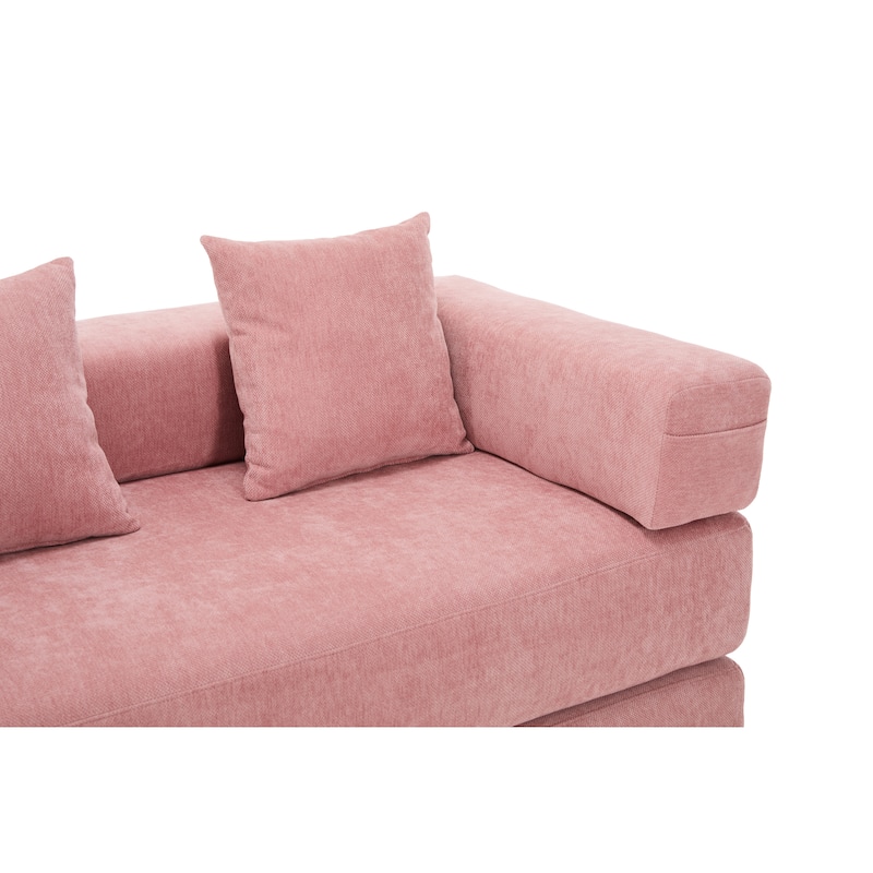 Queen Foldable Sofa Bed, 6-in-1 Convertible Sleeper Sofa with Mattress, Chaise Lounge Loveseat with Removable Cover