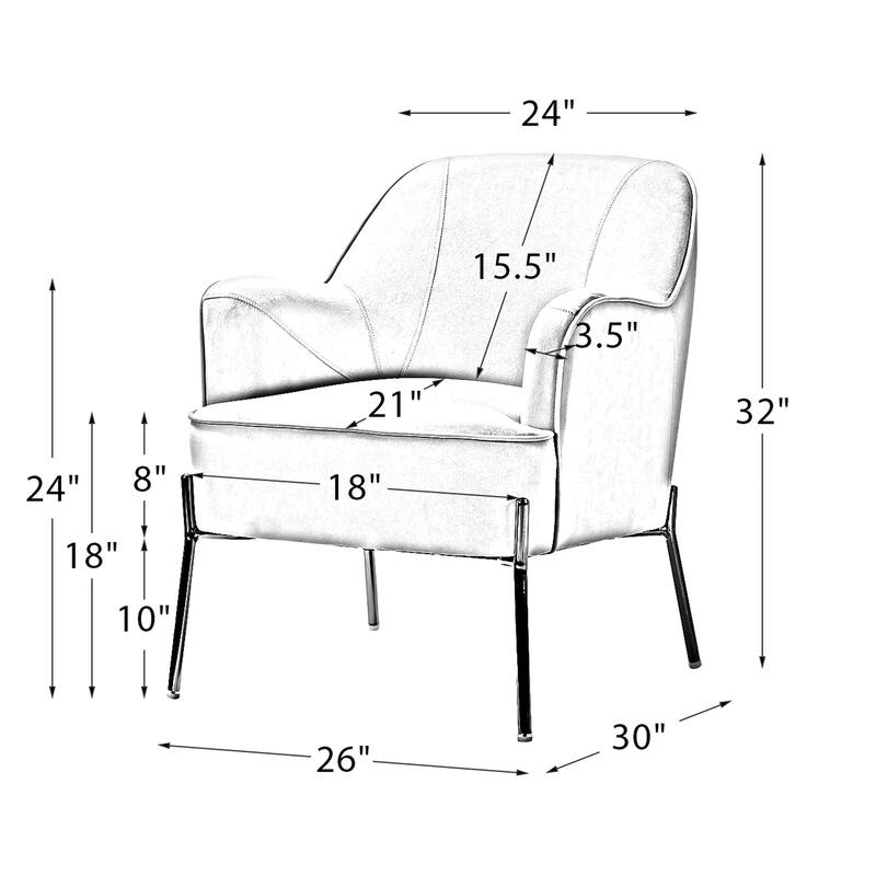 Barbara Modern Velvet Accent Chair for Bedroom with Metal Legs by HULALA HOME