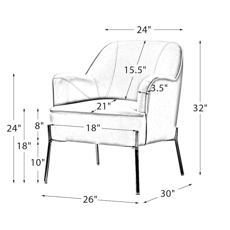 Barbara Modern Velvet Accent Chair for Bedroom with Metal Legs by HULALA HOME