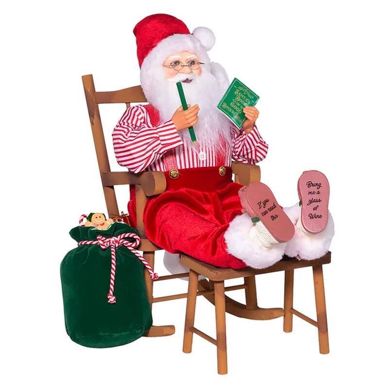 Kurt Adler 18 Inch Kringle Claus Sitting in Chair with Gifts