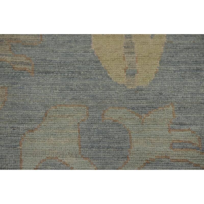 Handmade Floral Oushak Vegetable Dye Large Rug, Floral Geometric Carpet - 14' 4'' X 12' 1''