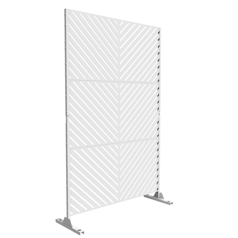 Free Standing Metal Privacy Screen Panel Decorative Outdoor Privacy Screen - 72"H x 47"W - White-06B