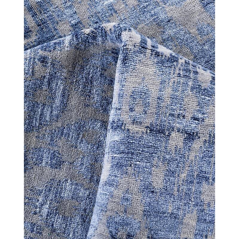 Modern One-of-a-Kind Handmade Area Rug, Blue - 8' 1" x 9' 8"