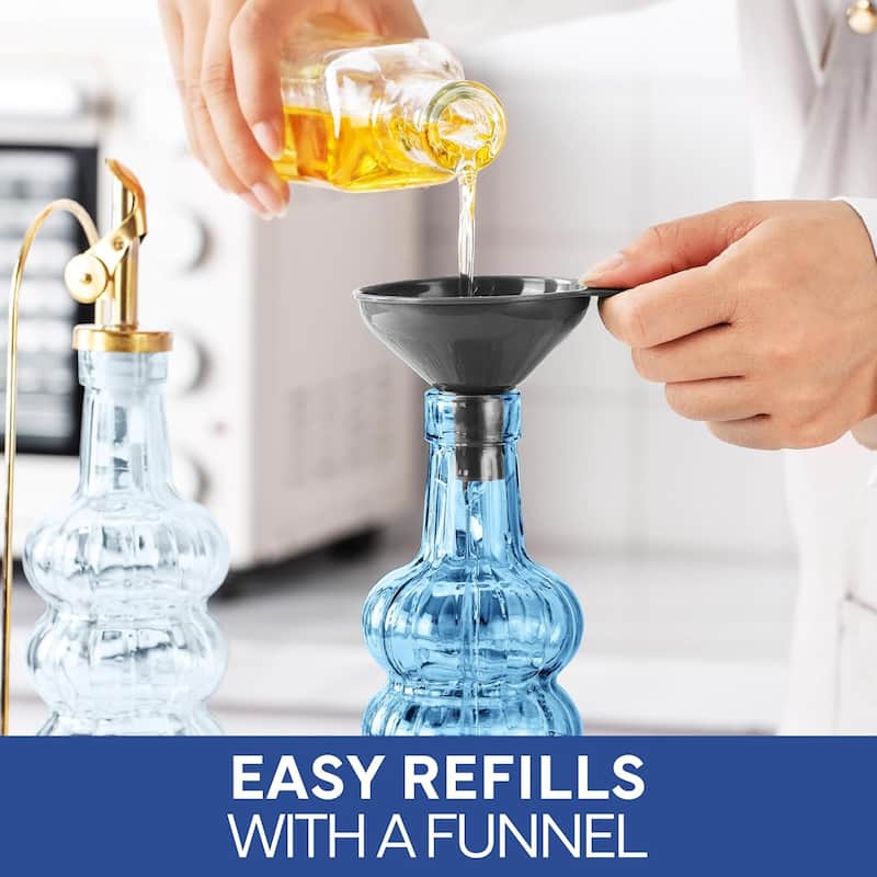 COOK WITH COLOR Glass Olive Oil Bottle Dispenser - 2 Pack- 17oz Oil and Vinegar Carafe Decanter