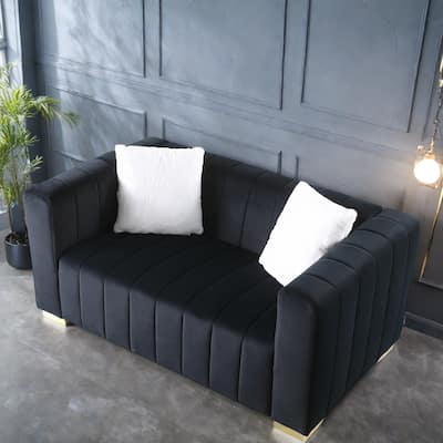 62.6" Velvet 2-Seater Sofa with Multi-Density Foam Cushions, Hydraulic Lift Mechanism