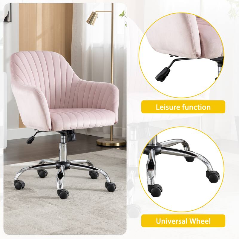 Modern Velvet Accent Chair with Adjustable Height and Rolling Casters