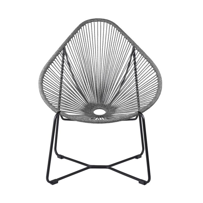 Acapulco Indoor Outdoor Steel Papasan Lounge Chair - Black