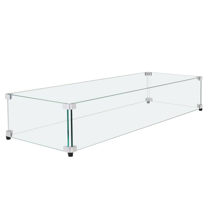 Tempered Glass Wind Guard for Rectangular Fire Pit Table