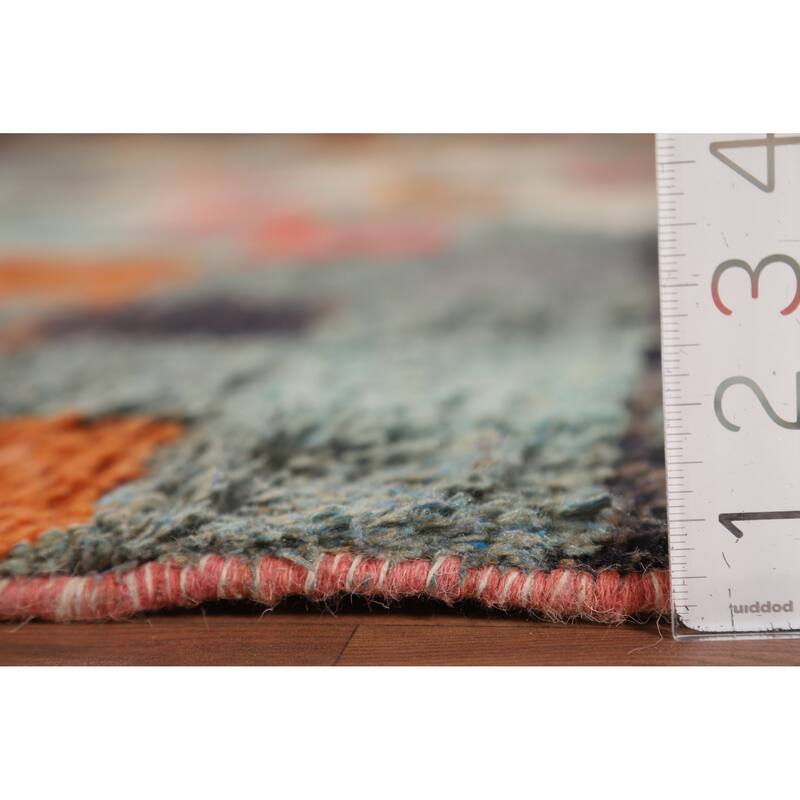 Checkered Moroccan Area Rug Hand-Knotted Wool Carpet - 8'0" x 10'11"