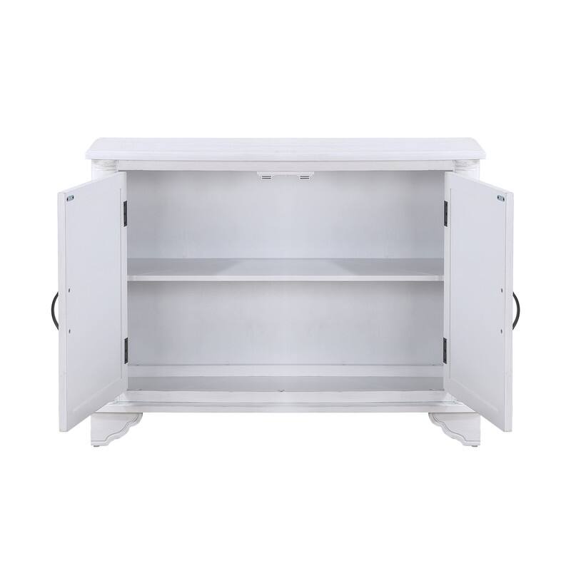 Retro Style Accent Storage Cabinet with Adjustable Shelves,Wood Grain Texture