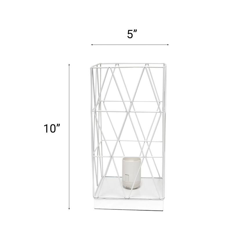 Geometric Metal Cage Table Lamp - 10" - White