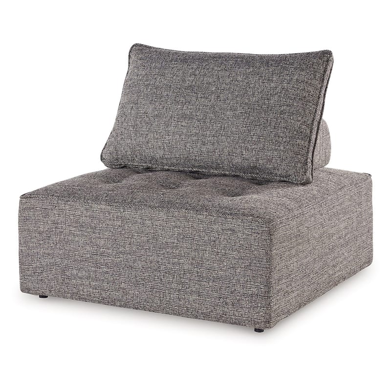 Lily 38 Inch Outdoor Lounge Chair, Armless Cushioned Seat, Brown Finish