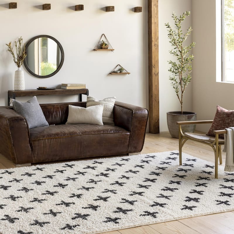 Livabliss Beni Shag Moroccan Dots Area Rug