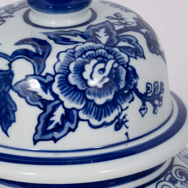 Sagebrook Home Ceramic Chinoiserie Ginger Jar with Lid