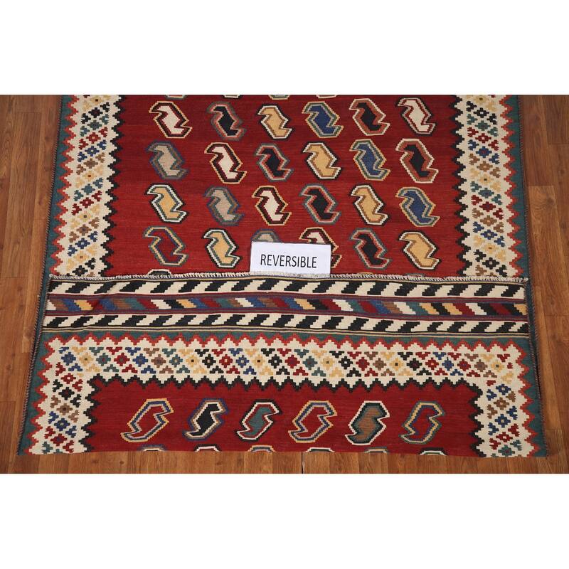 Vegetable Dye Kilim Persian Vintage Area Rug Flatweave Wool Carpet - 5'0"x 8'2"