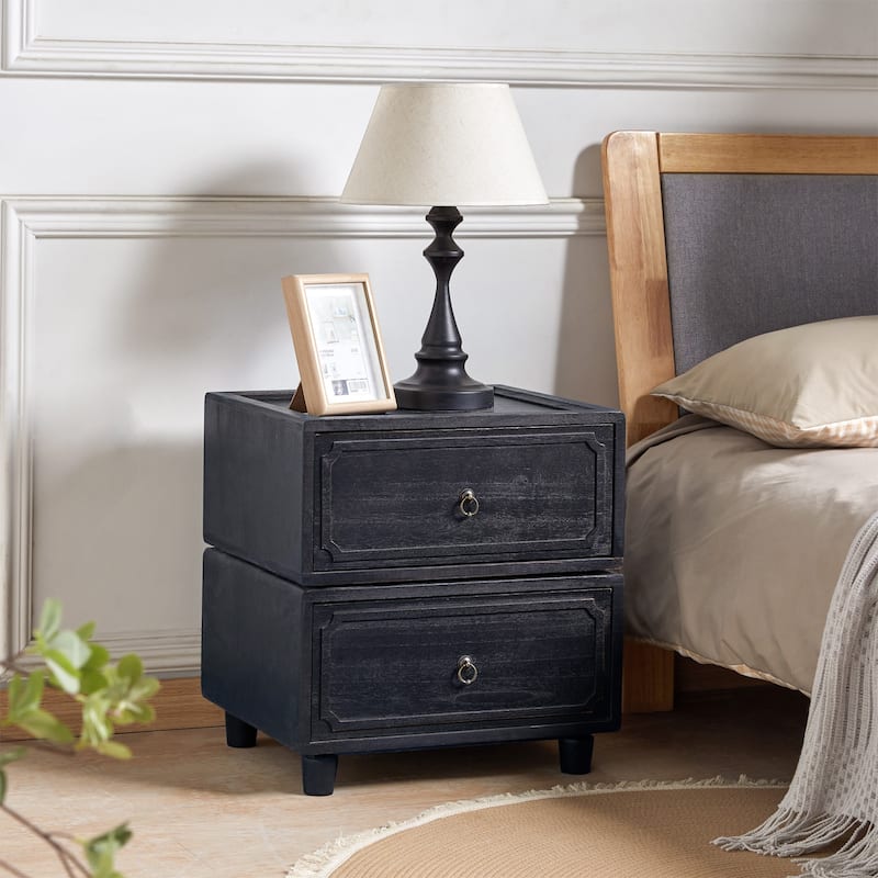 Greg Transitional 2 - Drawer Nightstand with Multiple Configurations by HULALA HOME - Black