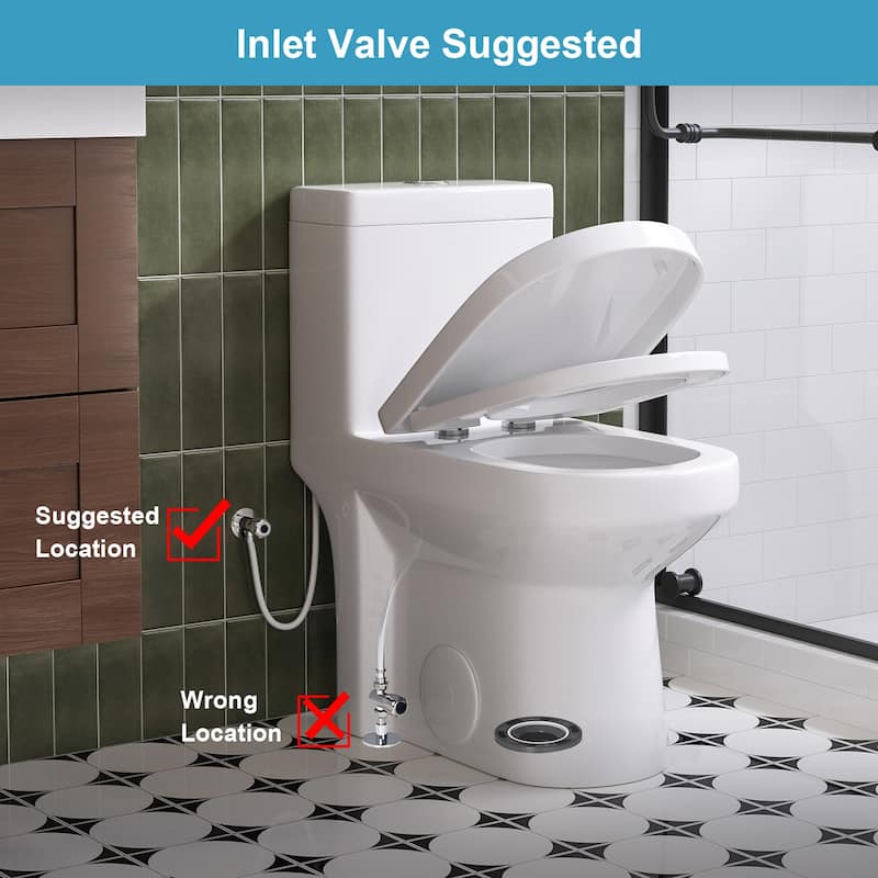 HOROW 1 Piece Dual Flush Toilet White 0.8 1.28 GPF Durable UF Seat Included - N/A