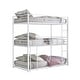preview thumbnail 1 of 3, Metal Triple Twin Bunk Bed with 2 Ladders in White White