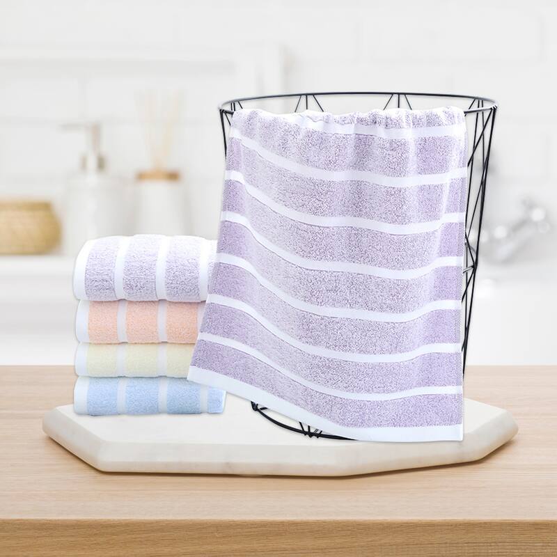 Striped Cotton Bathroom Hand Towels, Absorbent Soft Decorative Hand Towel Set for Kitchen, Spa, Gym