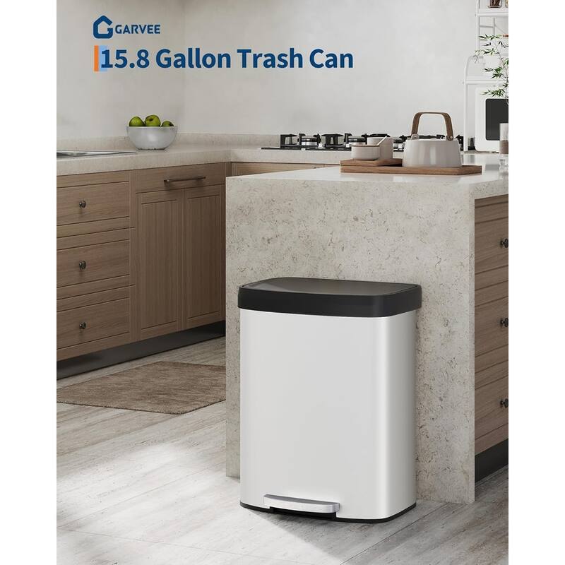 16 Gallon / 60 Liter Stainless Steel Trash Can,For Office, Bathroom, Dining Room