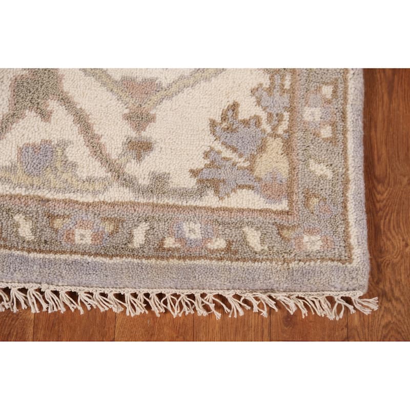 Silver Gray Oushak Indian Area Rug Handmade Wool Carpet - 6'0"x 8'10"