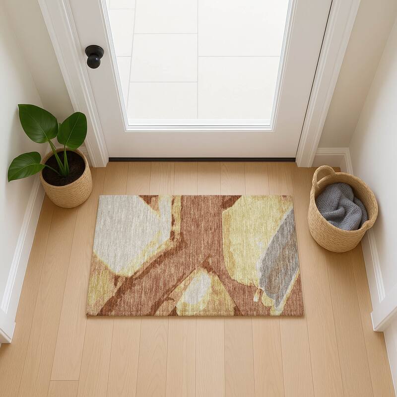 Machine Washable Indoor/ Outdoor Modern Cheney Chantille Rug