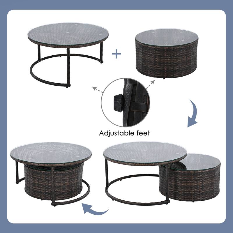 9-Pieces Outdoor Half-moon Patio Sofa Set