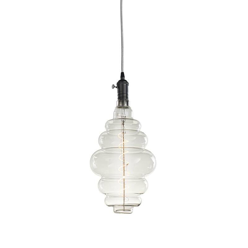 Bulbrite 1- Vintage Pendant Socket and Canopy with LED Light Bulb - 4W Beehive Shaped Grand Filament - Light Gunmetal