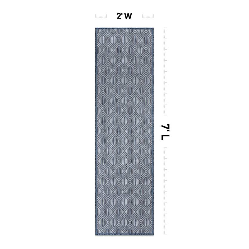 World Rug Gallery Modern Geometric Textured Flat Weave Indoor/Outdoor Area Rug