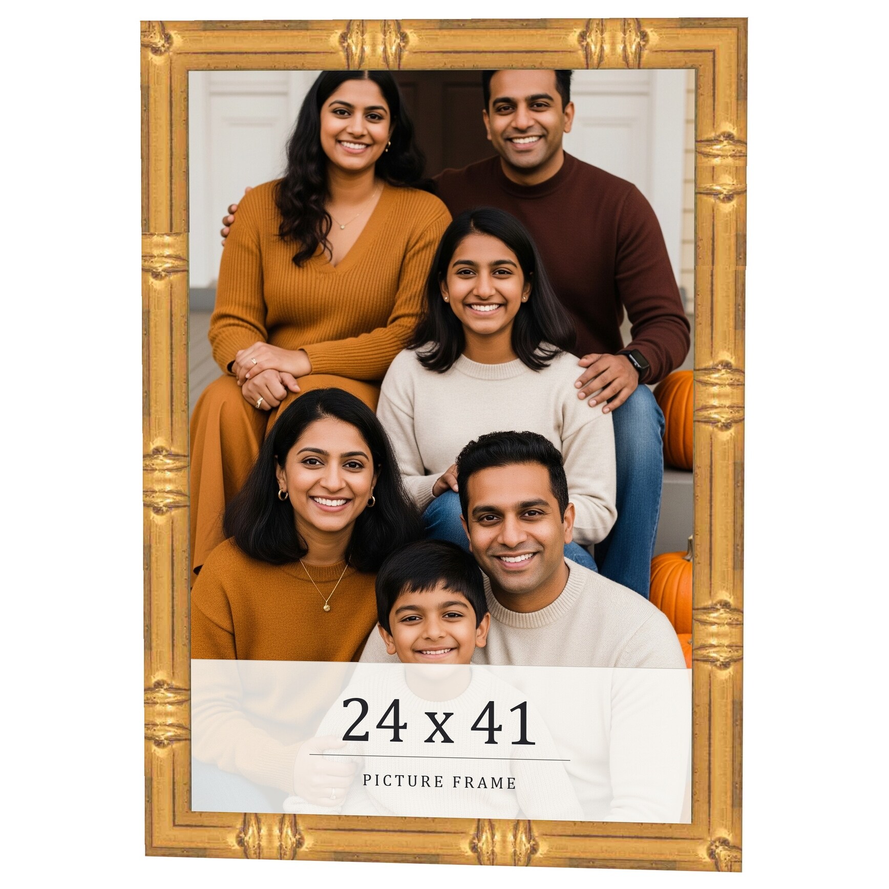 24x41 Frame Gold Bamboo Solid Wood Picture Frame | 1 Inch Moulding