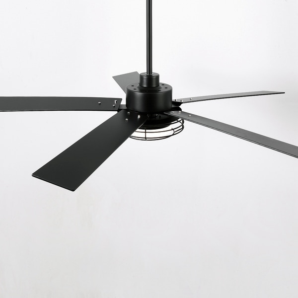 52-in Industrial Metal Caged Ceiling Fan with Light and
