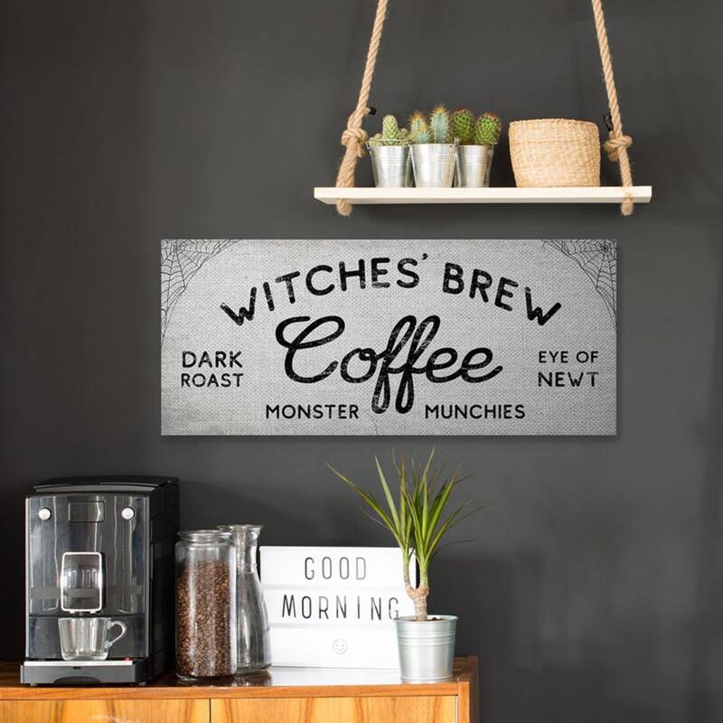 Stupell Witches' Brew Coffee Charming Halloween Design Canvas Wall Art