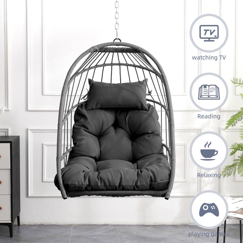 Outdoor Garden Rattan Egg Swing Chair Hanging Chair PE Hanging Chair