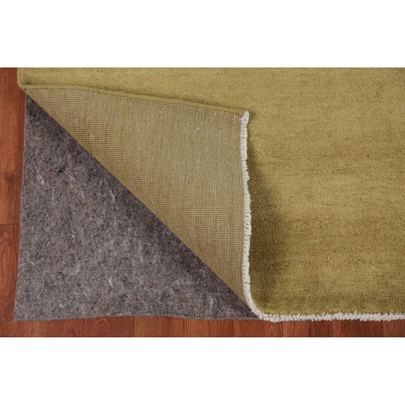 Hand Knotted Oriental 100% Wool Carpet Modern Solid Green Gabbeh Area Rug - 10' 1'' X 4' 11''