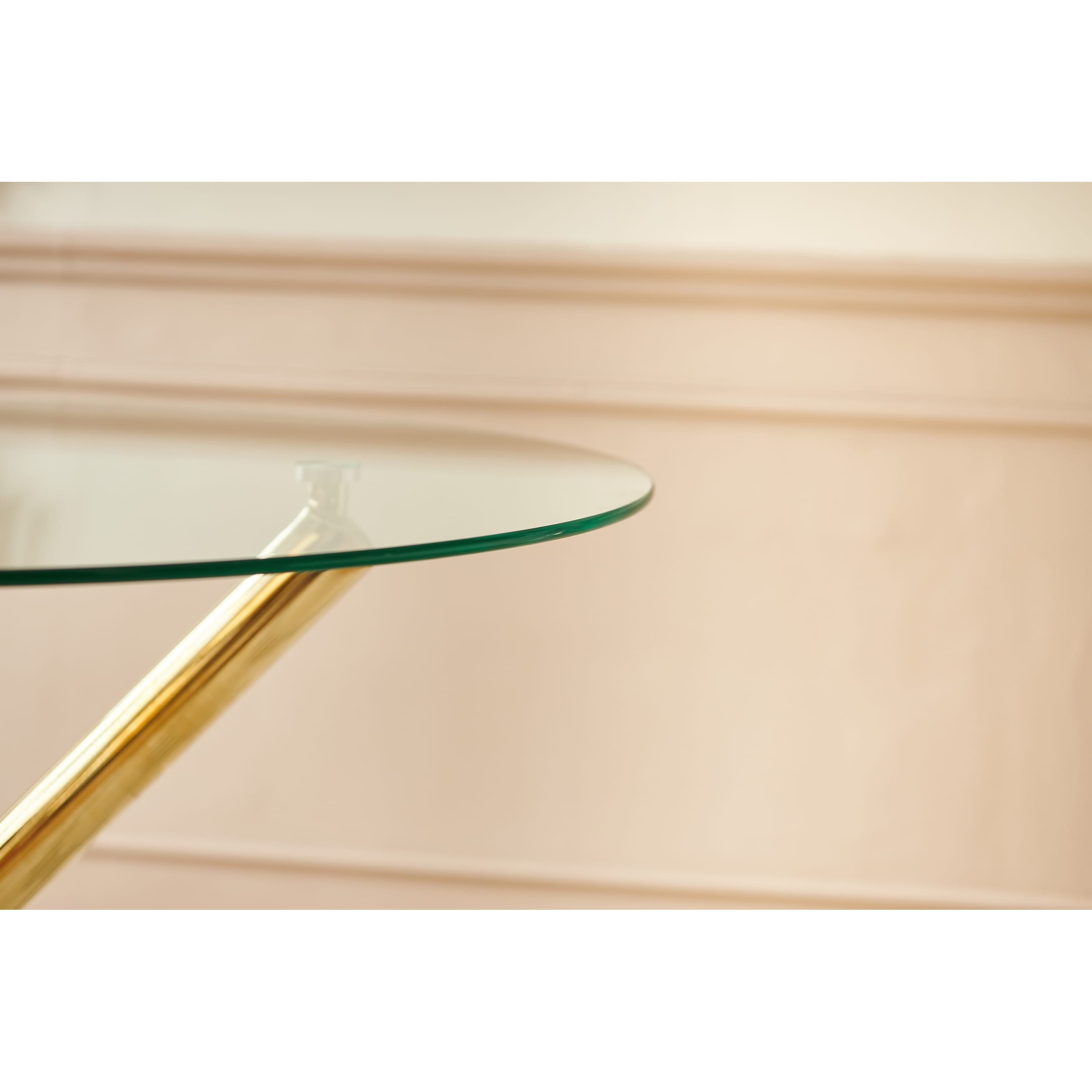 Round Glass Dining Table for 2-4 People, Kitchen Table with Glass Top & Metal Legs, Modern Compact Circle Side Desk