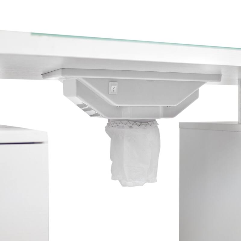 Manicure Table GLASGLOW WHITE Salon Nail Table Salon Furniture - N/A
