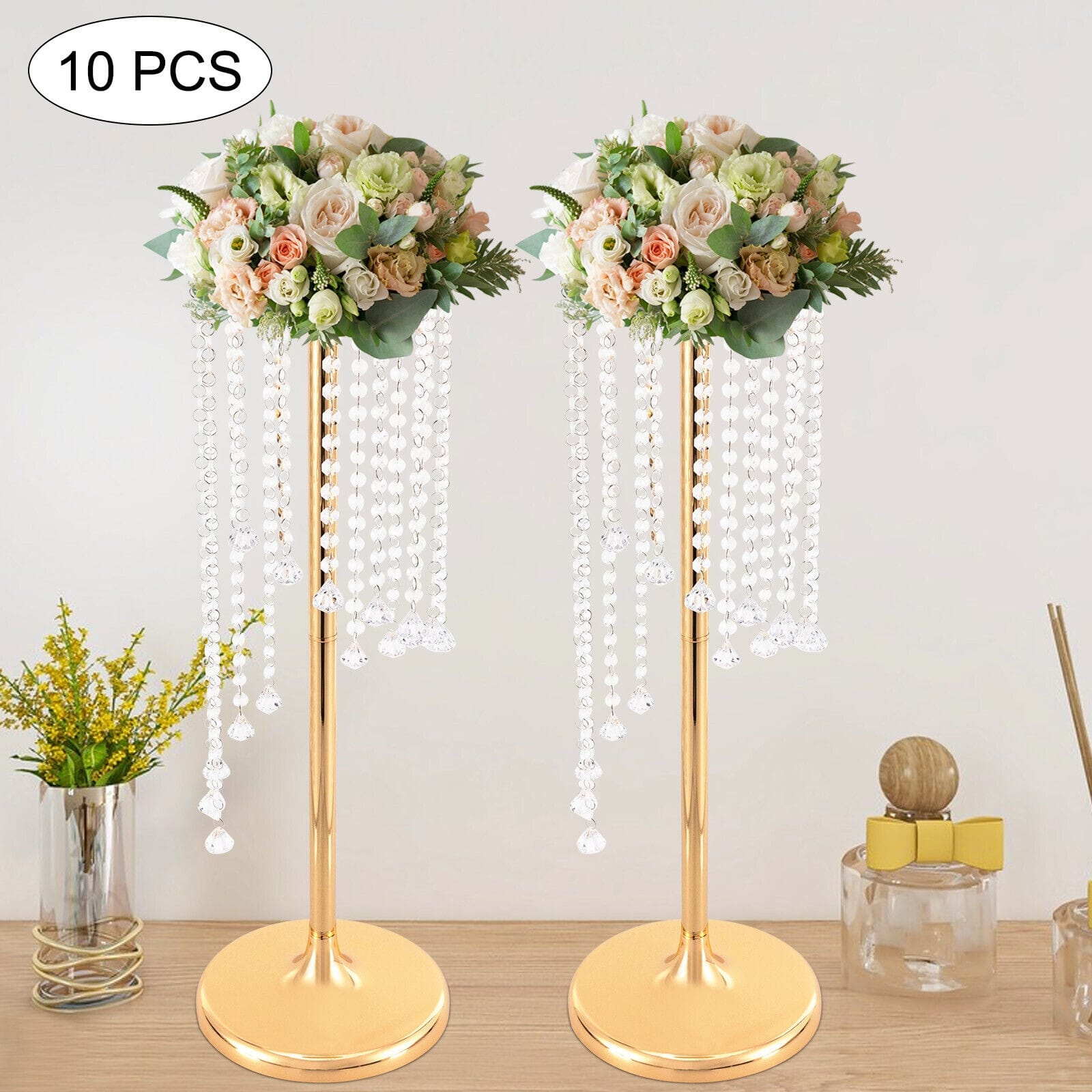 Kory Metal Gold Crystal Flower Vase Centerpieces Wedding - On Sale ...