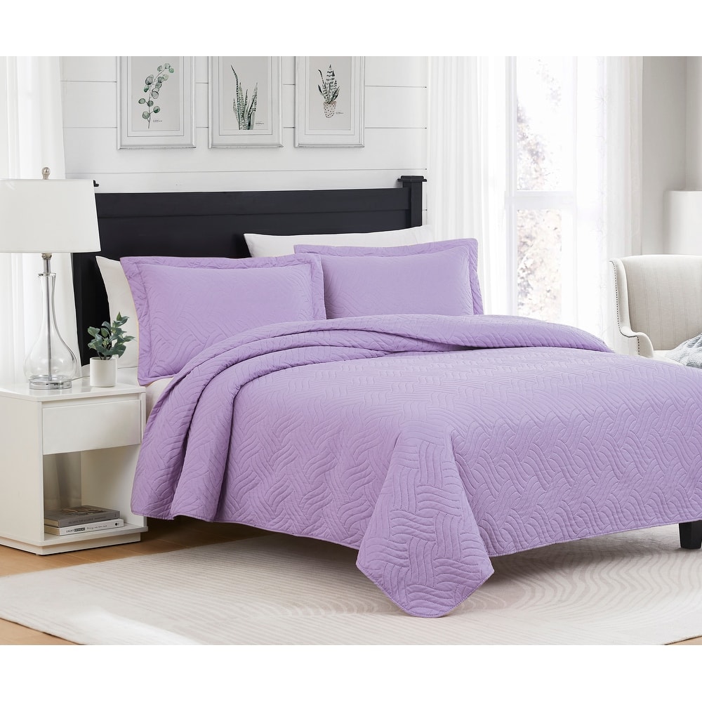 Ruby Waves Microfiber Quilt Set