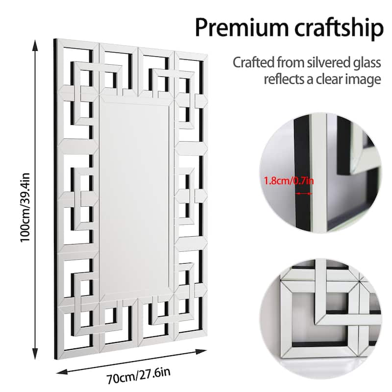 Large Retro Geometric Border Accent Wall Mirror