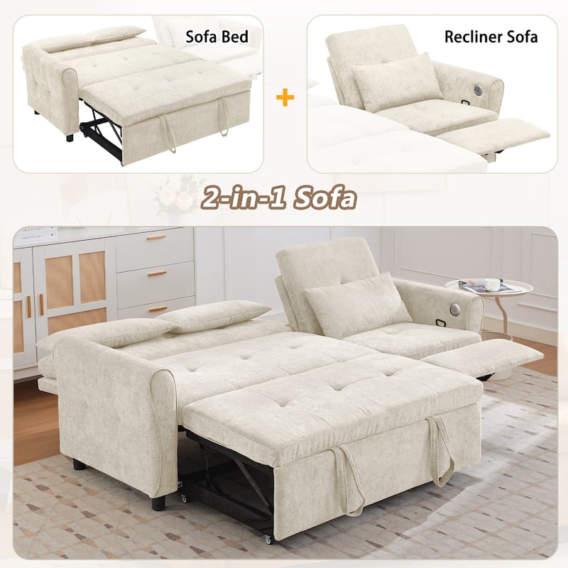 2-in-1 Sofa with Pull-Out Sleeper & Reversible Recliner by Harper&Bright Designs