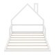 preview thumbnail 19 of 18, Full Size Wood Floor Bed with House-Shaped Headboard, Natural Finish for a Playful and Modern Bedroom Look