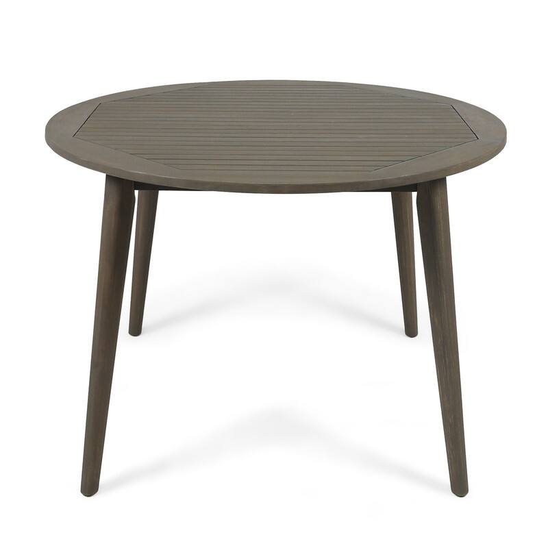 Acacia Wood Outdoor Dining Table - Modern Teak Finish Square Patio Table for Backyard